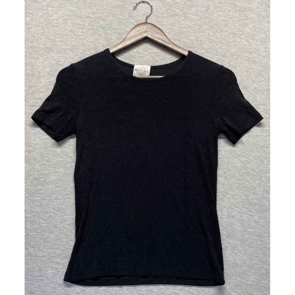 Bentley T Shirt Womens Small Black Textured Nylon Crew Neck Outdoor Casual Wear